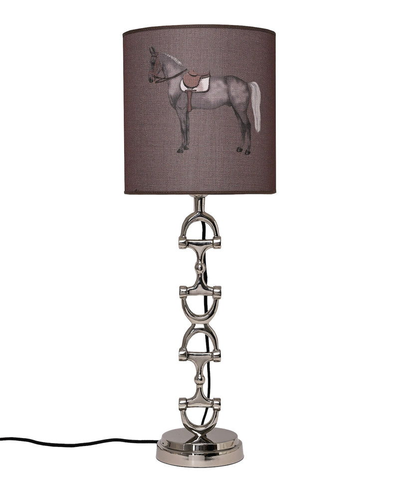 Snaffle Bit Lamp stand Silver Including Mud Petit Horse Linnen Lampshade