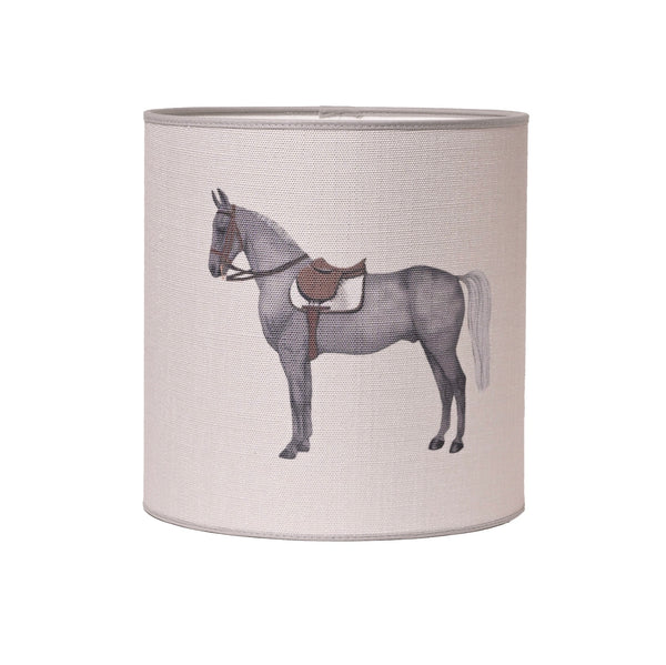 Snaffle Bit Lamp stand Silver Including Off-white Petit Horse Linnen Lampshade