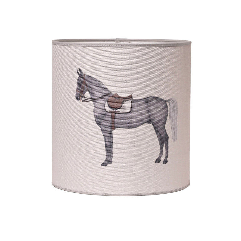 Snaffle Bit Lamp stand Silver Including Off-white Petit Horse Linnen Lampshade