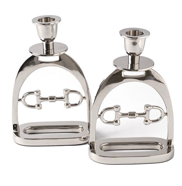 Silver Snaffle Bit Candleholder Set