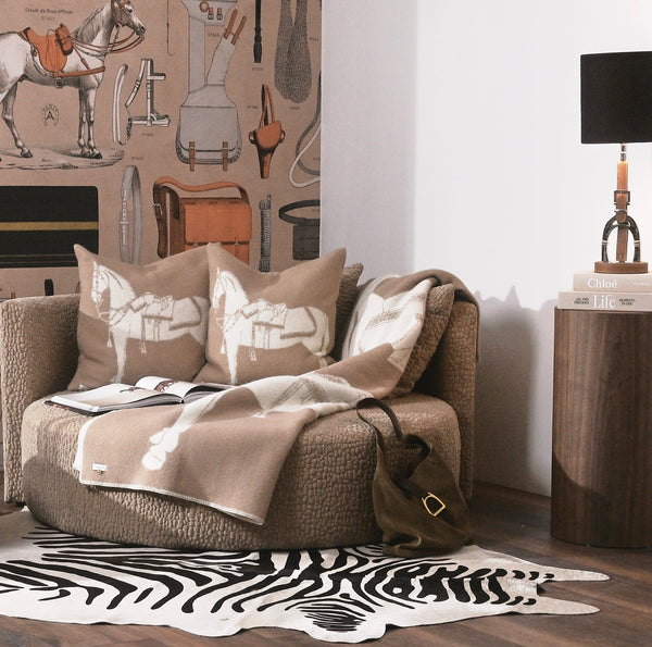 Horses Cushion- 100% New Zealand Lambswool