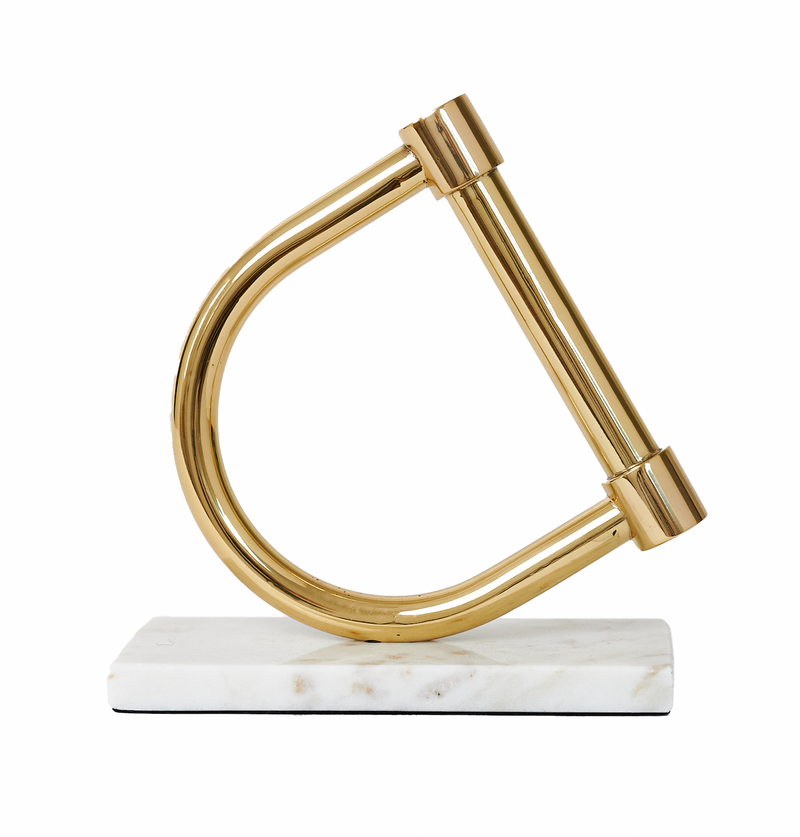 Stirrup Decor Gold with Black white marble stand