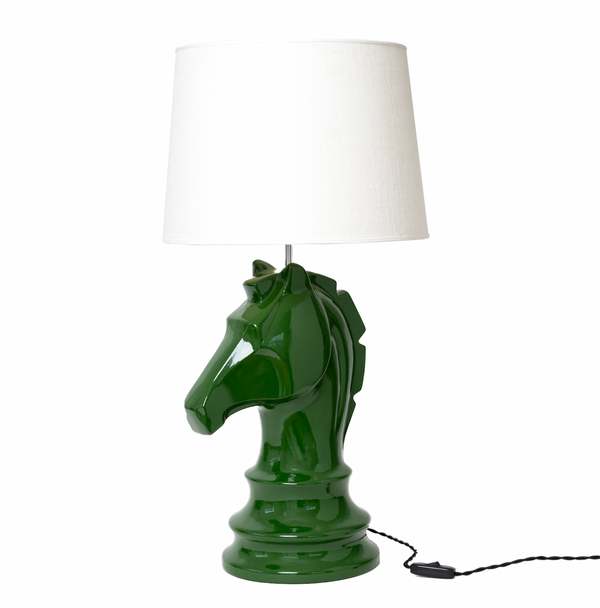 Lamp Stand Chess Horse GLAZED GREEN.