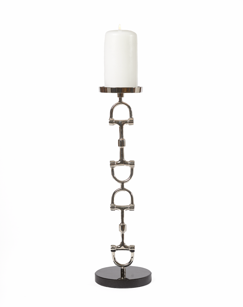 Snaffle Bit Tall Candle holder Silver