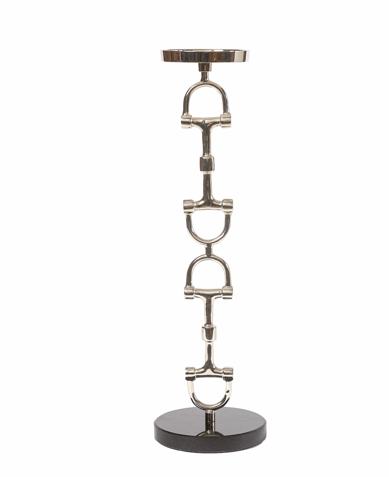 Snaffle Bit Tall Candle holder Silver