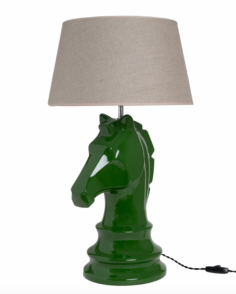 Lamp Stand Chess Horse GLAZED GREEN.