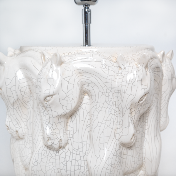 Lamp Stand Dancing Horses Off-white cracked