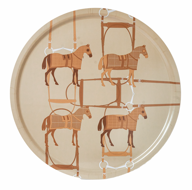 Round Tray  HARNAIS 4 Horses