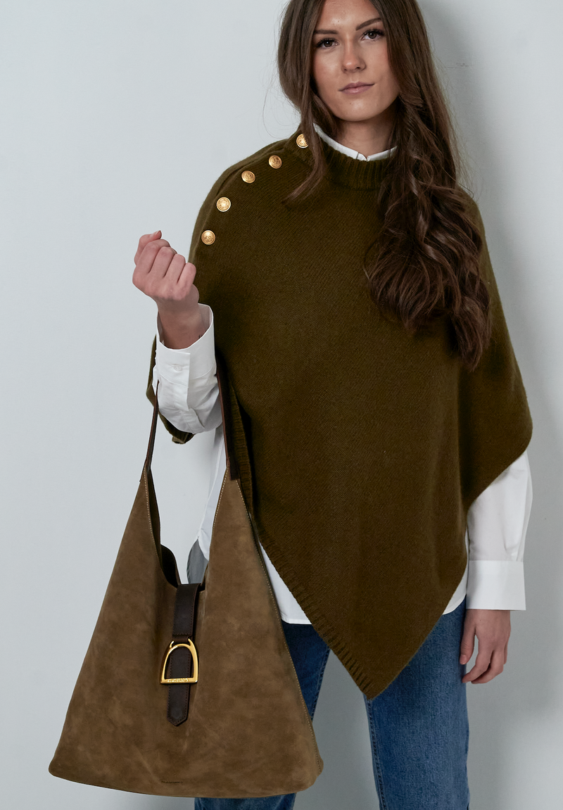 Solid Poncho Cashmere Olive