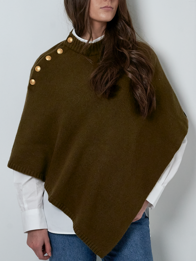 Solid Poncho Cashmere Olive