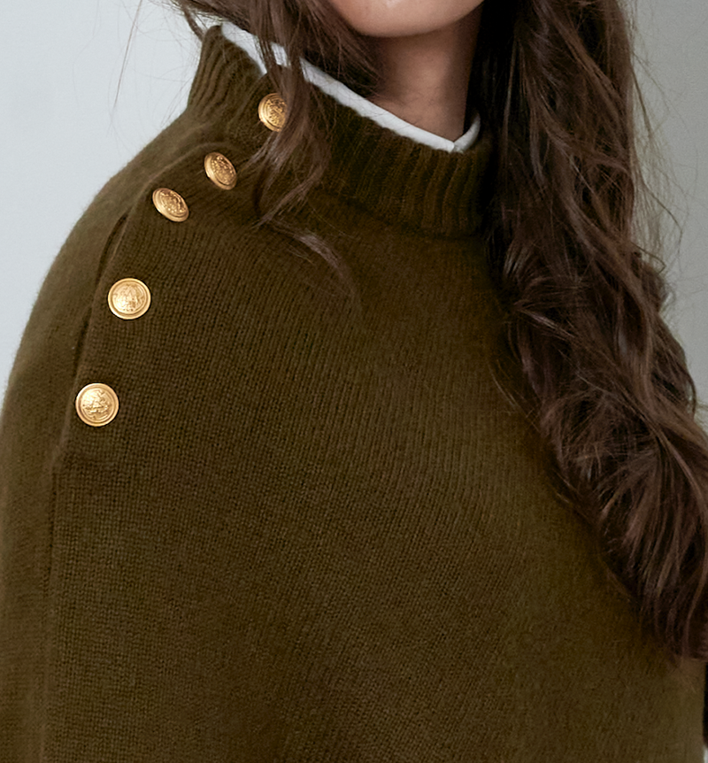 Solid Poncho Cashmere Olive