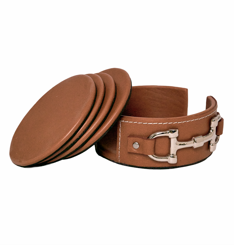 Brown Leather Coaster 4-pack