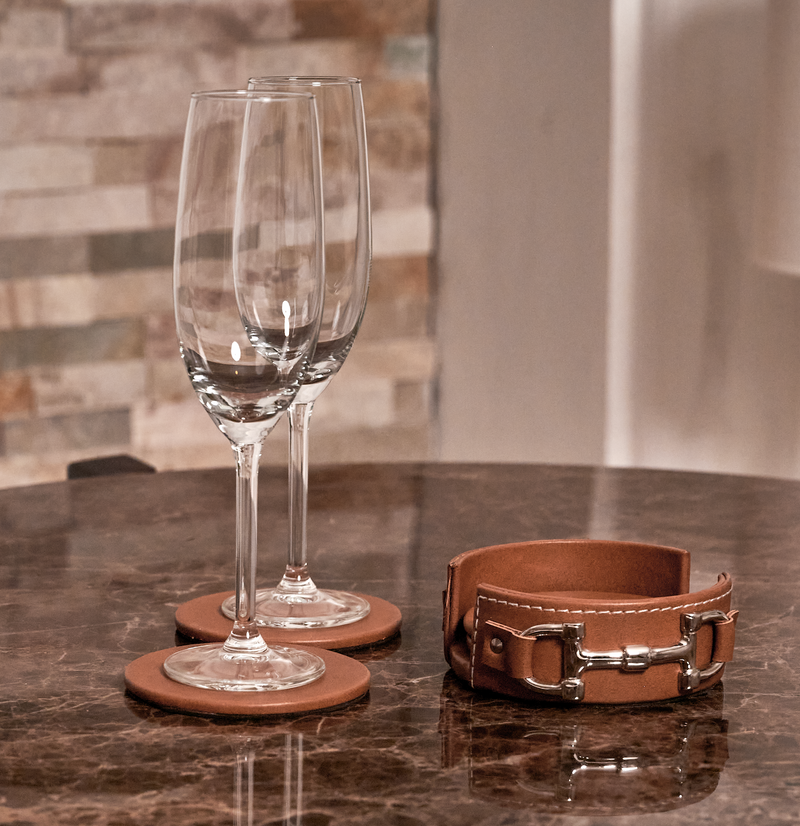 Brown Leather Coaster 4-pack