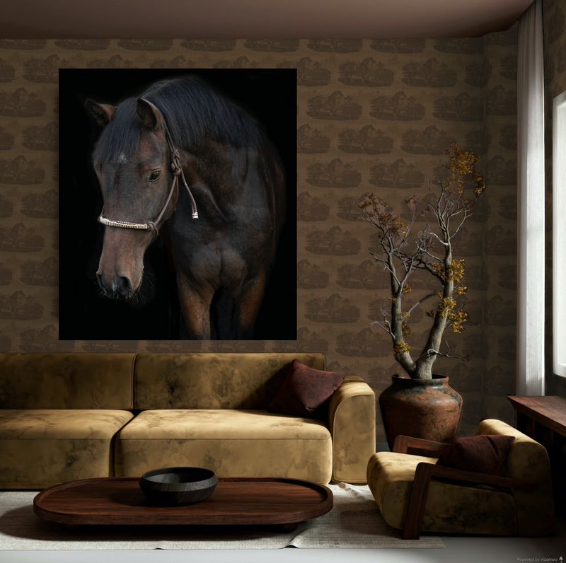 17-09-023-45 ADAMSBRO WALLPAPER  HORSE TOILE DARK BROWN