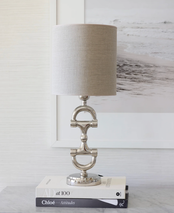 BIT Lamp stand Silver including Nature lamp shade.