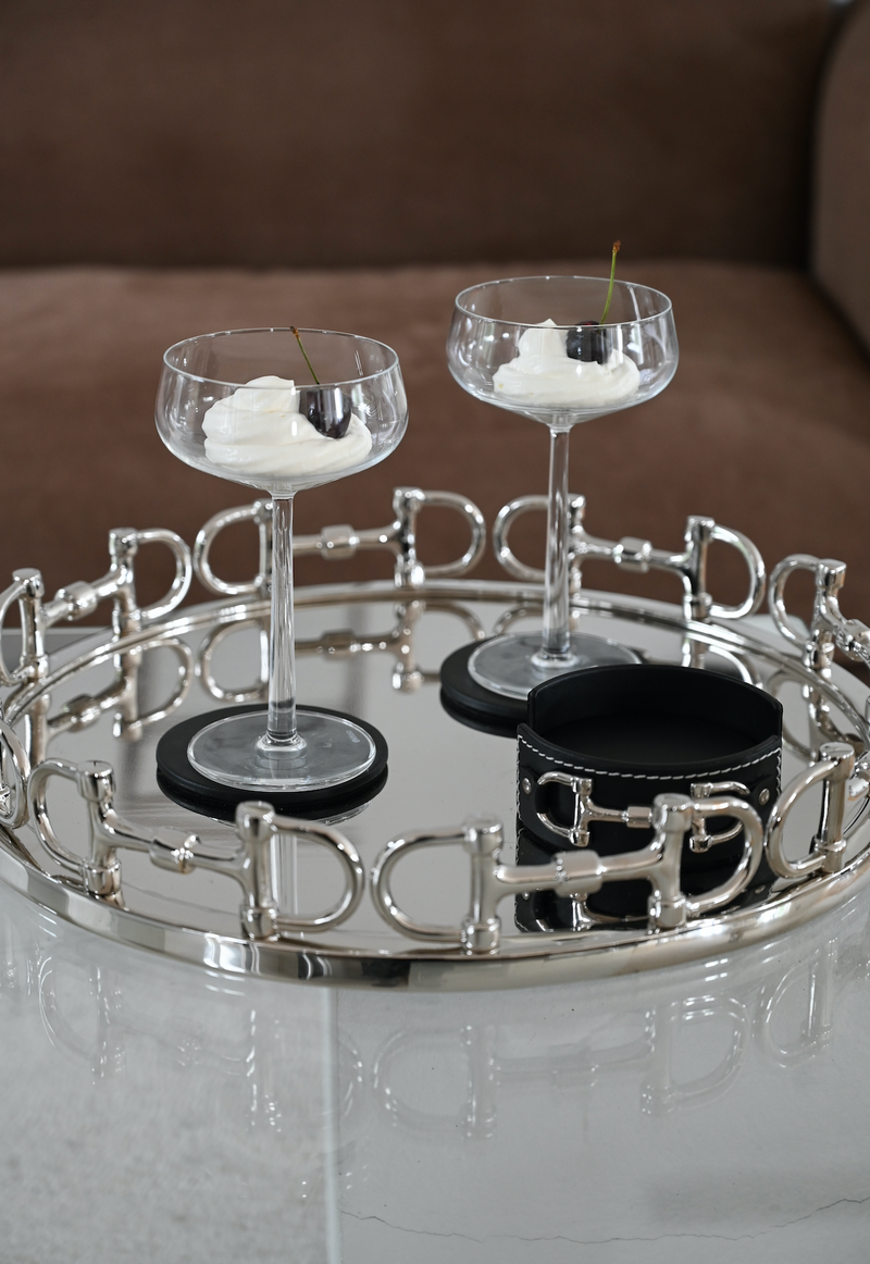 Silver Snaffel Bit Round Tray