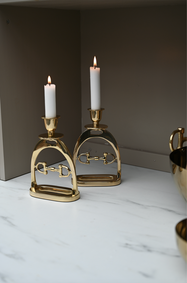 GOLD Snaffle Bit Candleholder Set