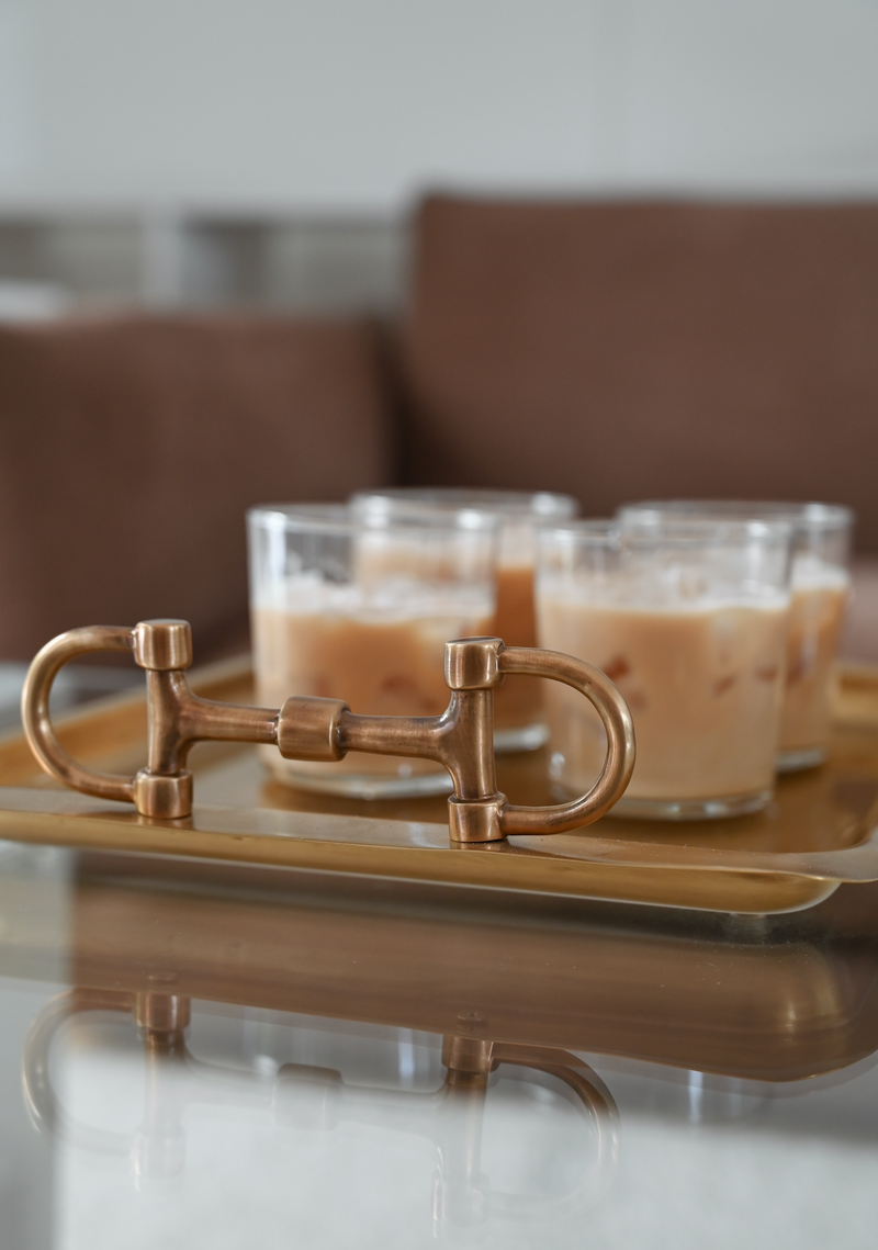 Snaffle Bit Antique Brass Serving Tray