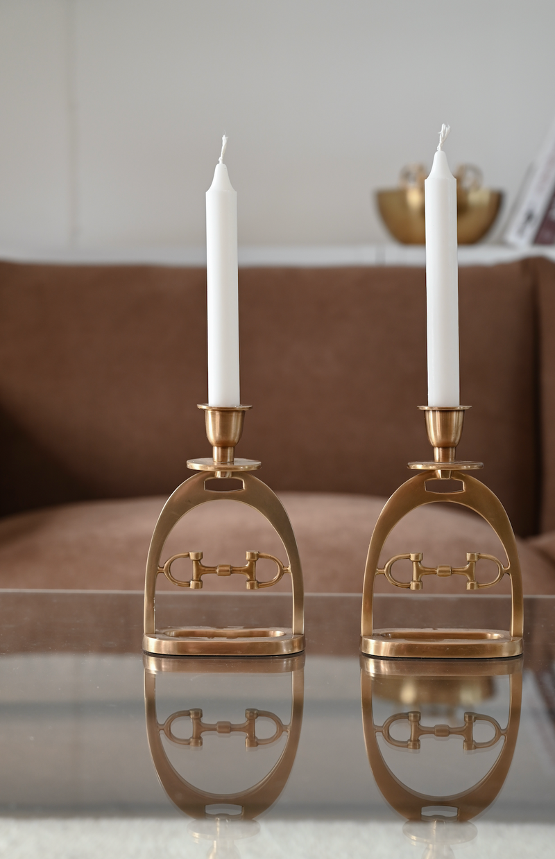 BRASS Snaffle Bit Candleholder Set