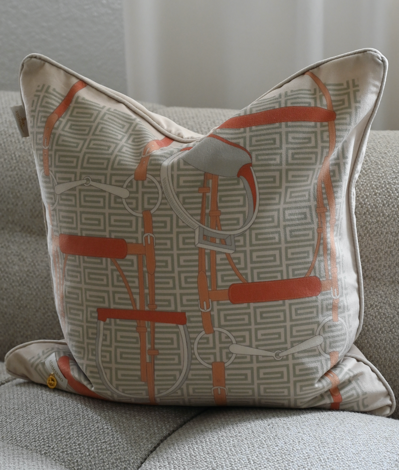 Antique Bridle Cushion in celadon green
