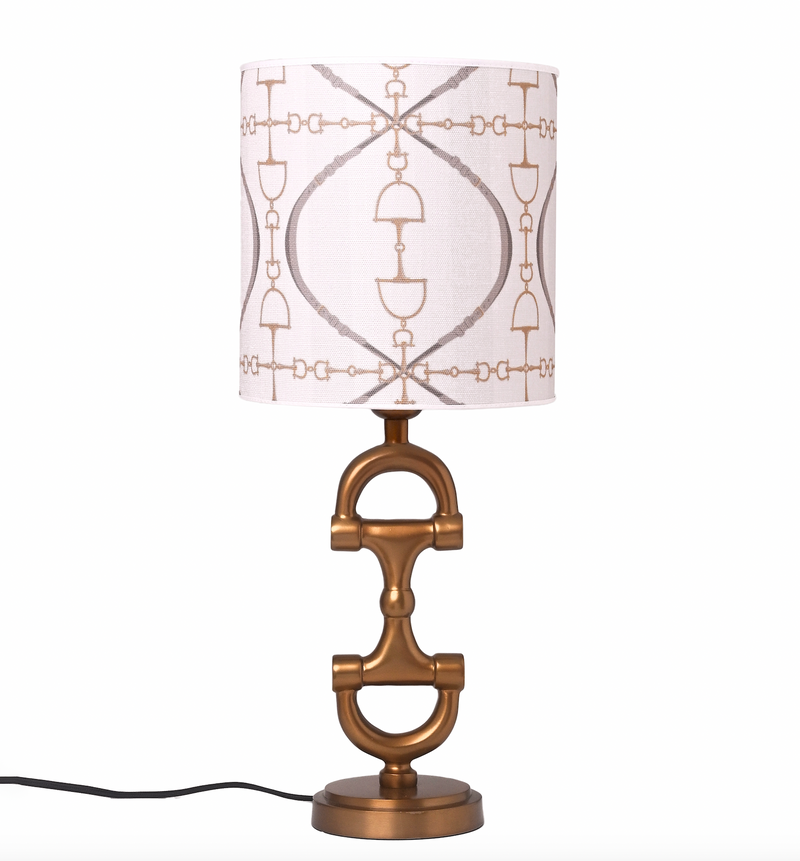 BIT Lamp stand Brass including off-white Bite Luxury lampshade.