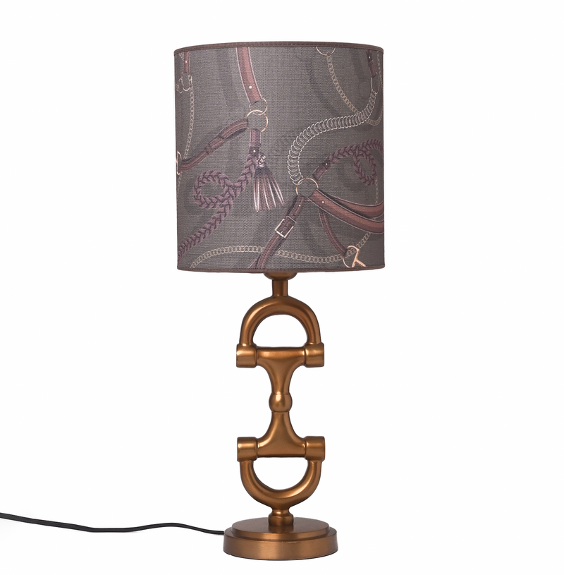 BIT Lamp stand Brass including Olive Green Tressage lampshade