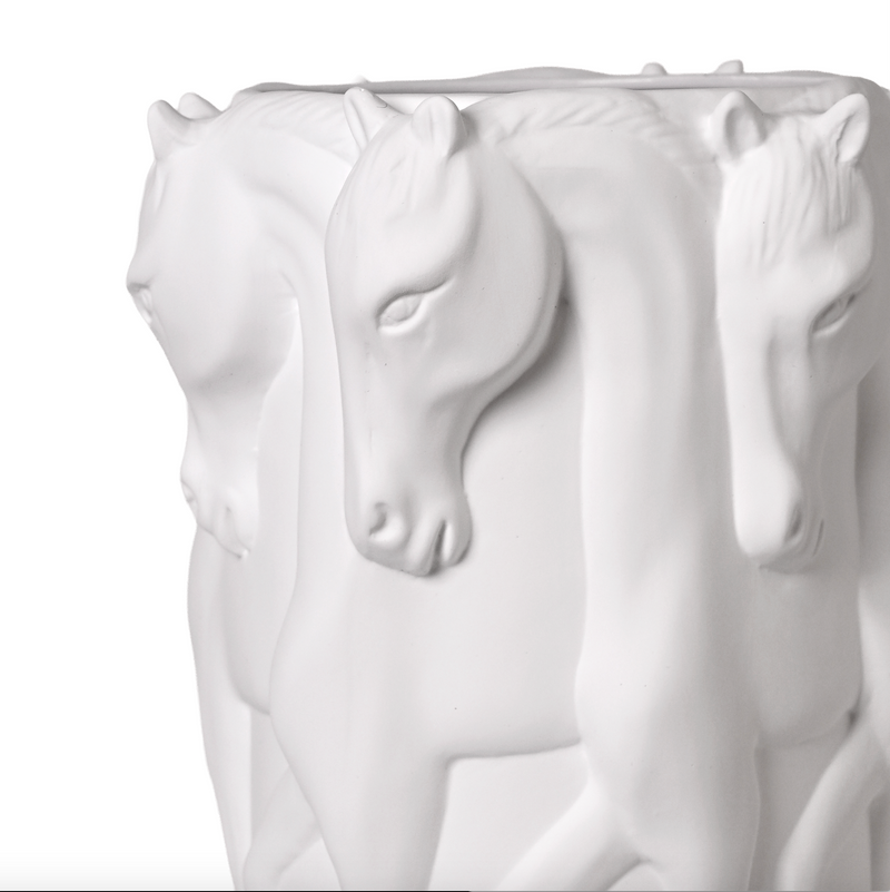 VASE/ POT  DANCING HORSES MATT WHITE