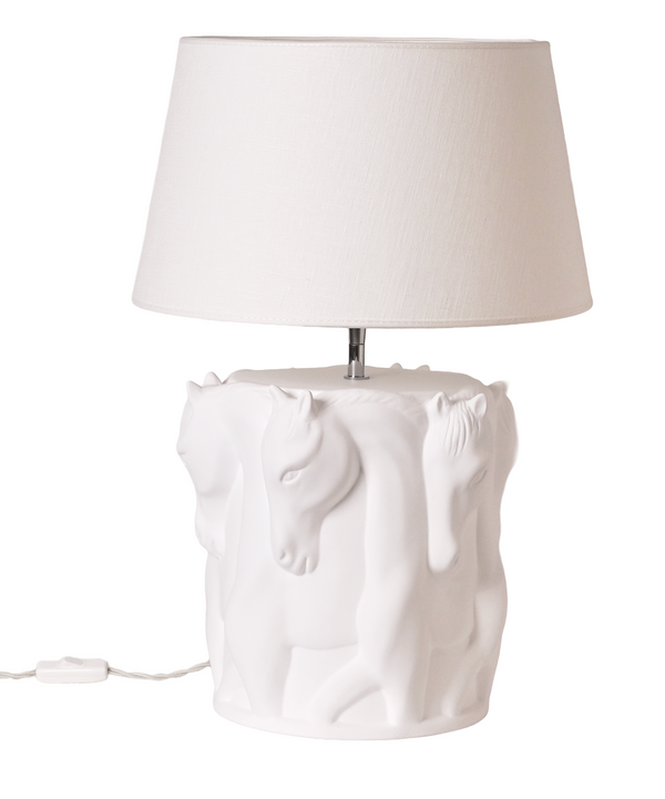 Lamp Stand Dancing Horses Matt White
