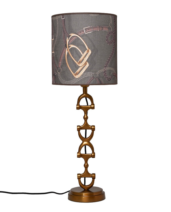 Snaffle Bit Lamp stand  Brass including Olive Tressage Linnen Lampshade.
