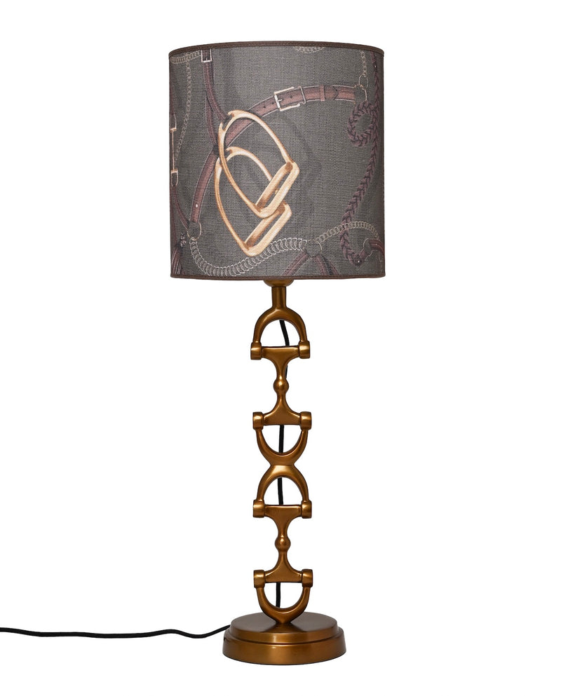 Snaffle Bit Lamp stand  Brass including Olive Tressage Linnen Lampshade.