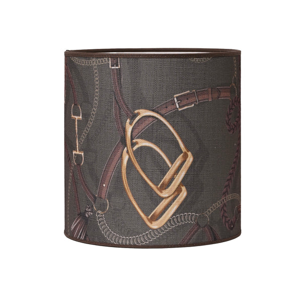 Snaffle Bit Lamp stand  Brass including Olive Tressage Linnen Lampshade.