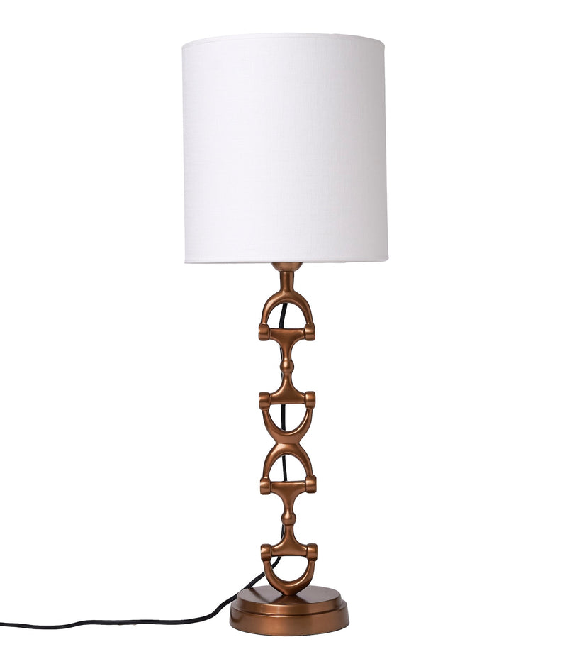 Snaffle Bit Lamp stand  Brass including Off-white Linnen lampshade