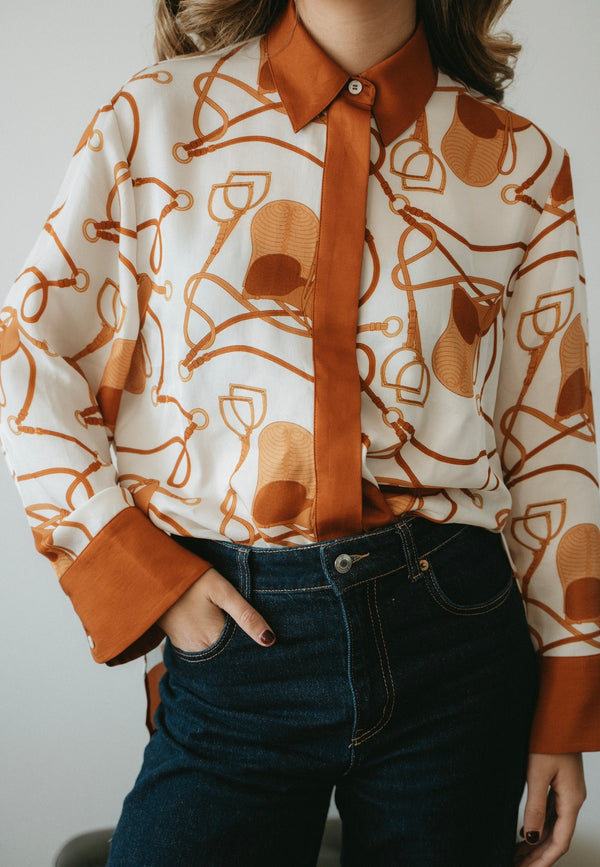 SATIN Shirt Saddle Rust