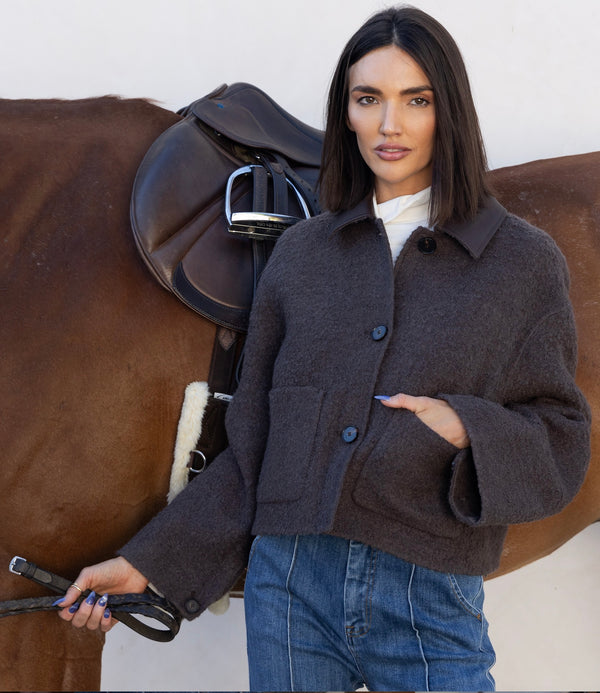 Exclusive  Bouclé Wool Jacket – Brown