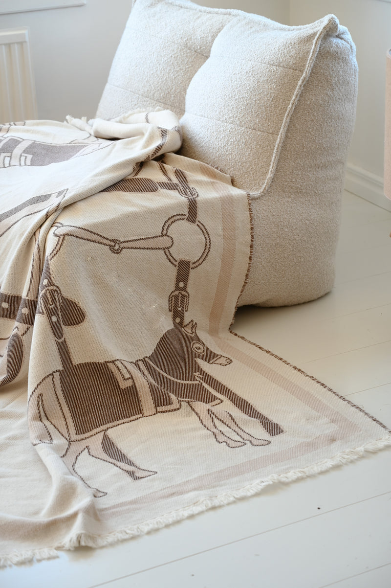 COTTON jacquard  Blanket HORSES