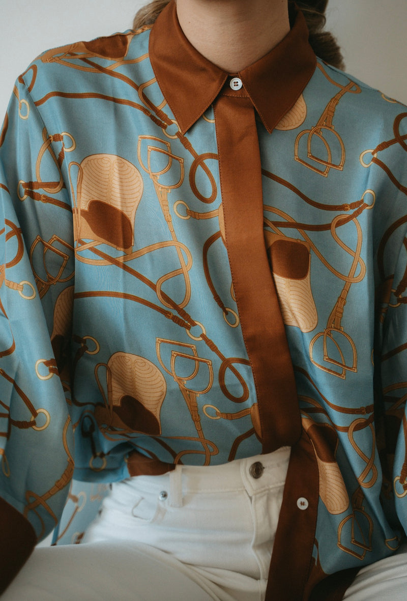 SATIN Shirt Saddle Denim Blue