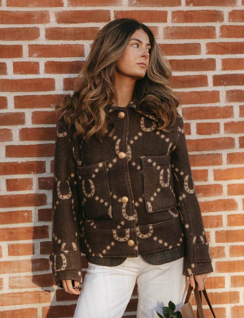 ADAMSBRO Horseshoe Blanket Jacket – Brown & Camel