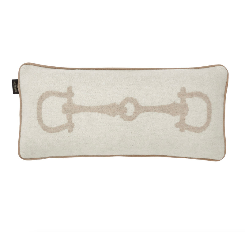 Wool Cashmere Cushion Retro Off-white & Camel