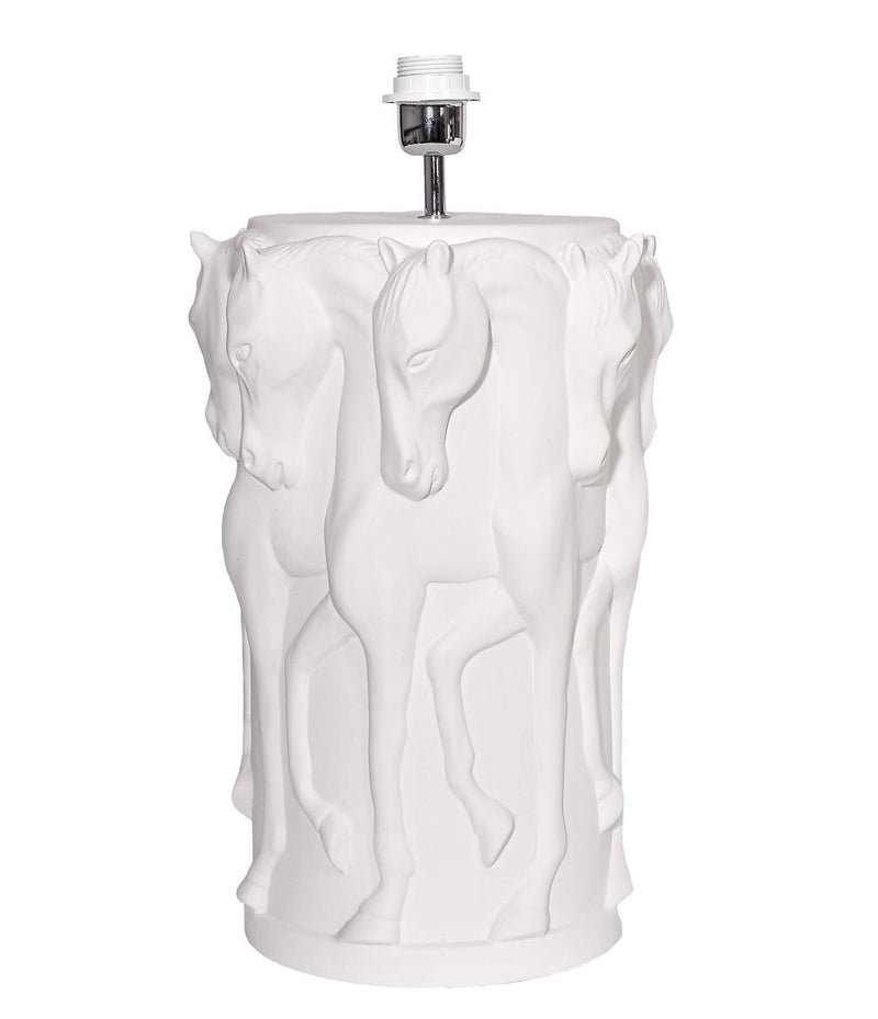 Lamp Stand Dancing Horses matt White