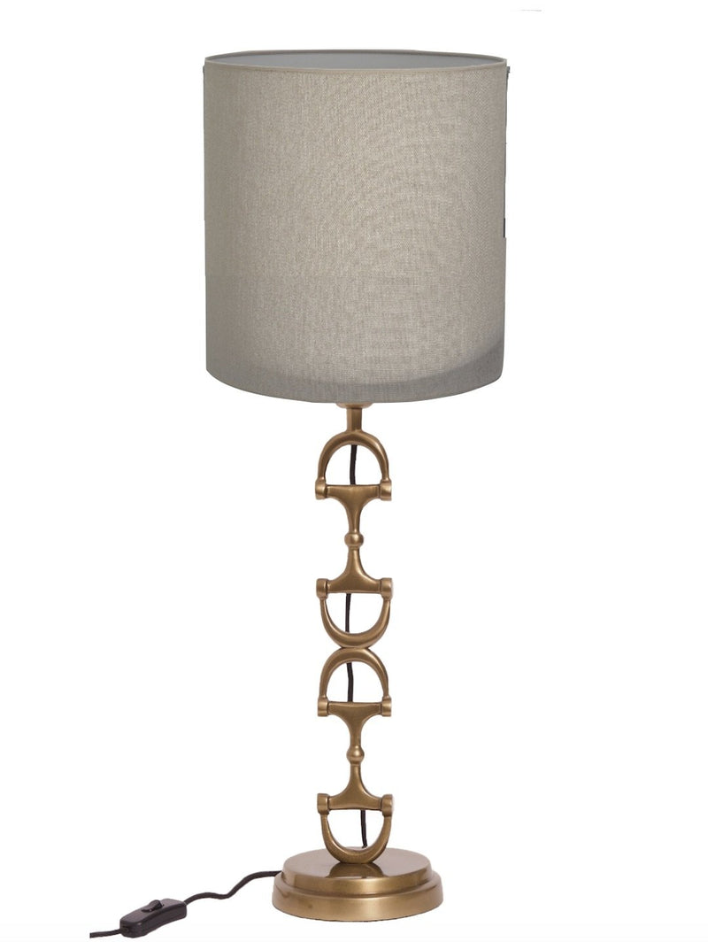 Snaffle Bit Lamp stand Brass including Nature lamp shade