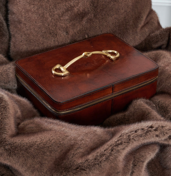 Leather Jewellery Box/ Toiletry Bag Burgundy