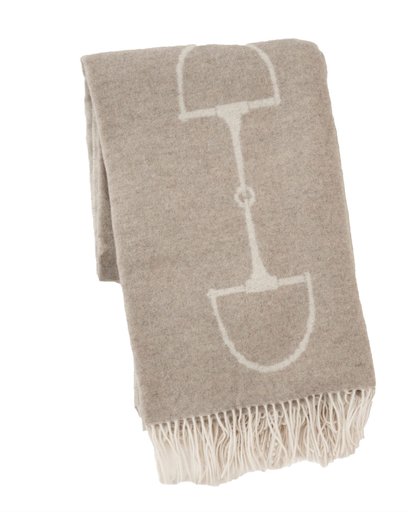 Wool Cashmere Throw Camel & Off-white