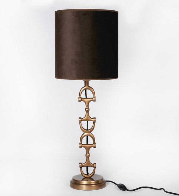 Snaffle Bit Lamp stand  Brass including Brown velvet shade