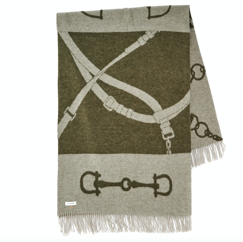 Classic Wool Cashmere Throw  Olive
