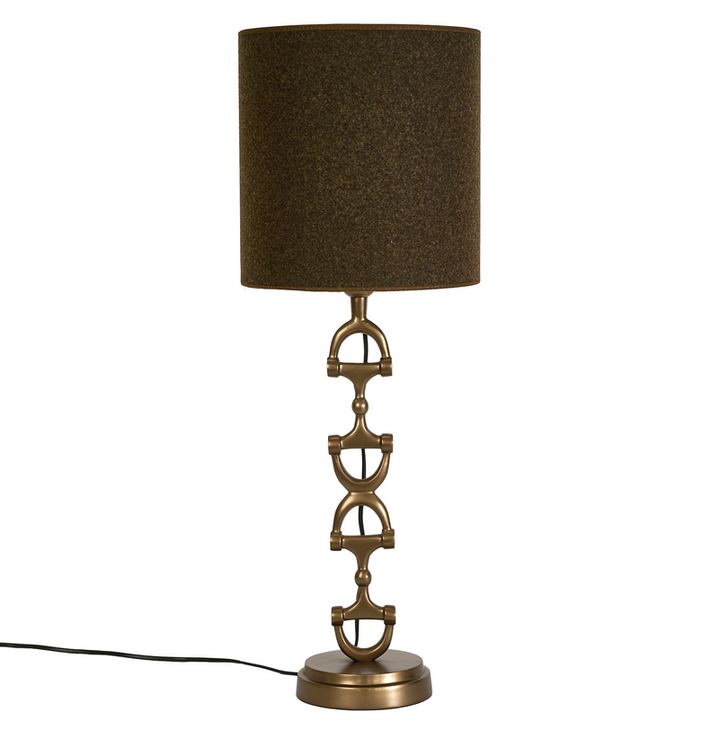 Snaffle Bit Lamp stand  Brass including Brown wool shade