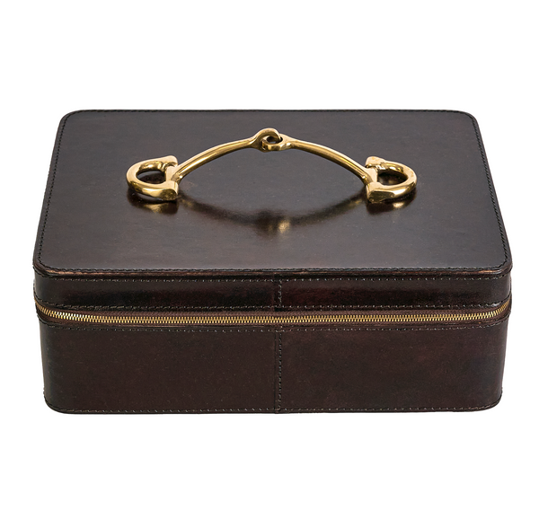 Leather Jewellery Box/ Toiletry Bag Brown