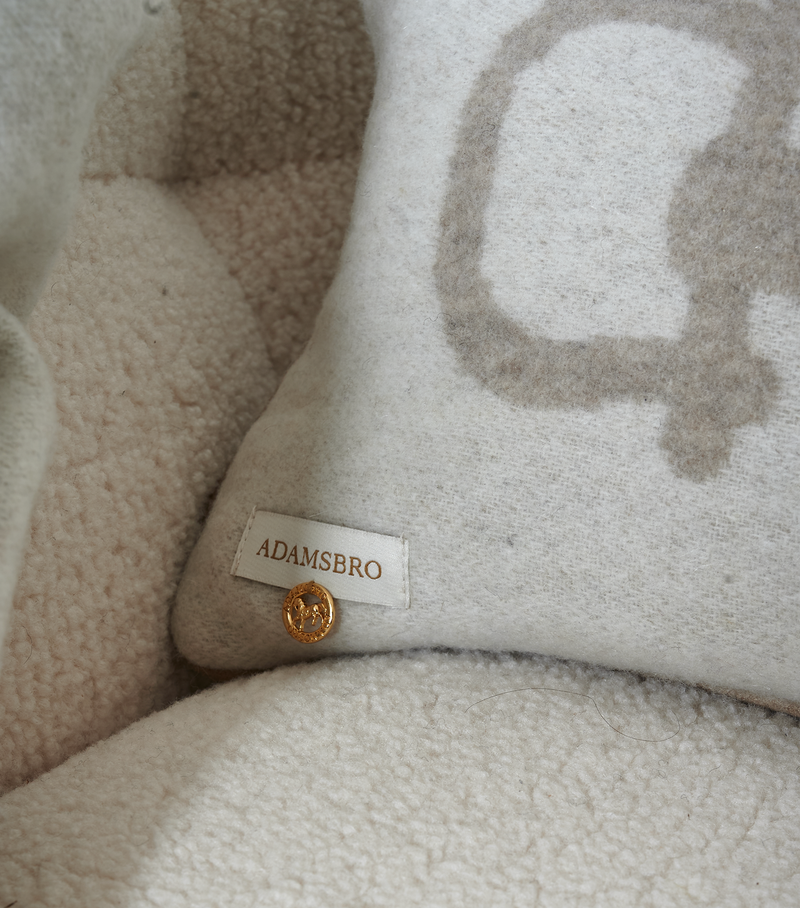 Wool Cashmere Cushion Retro Off-white & Camel